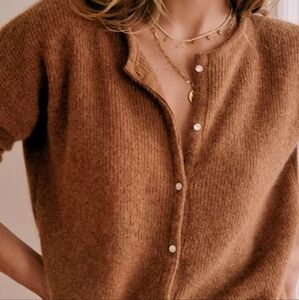 Women's Sezane Gaspard Cardigan Sweater in Camel.  Size Small.